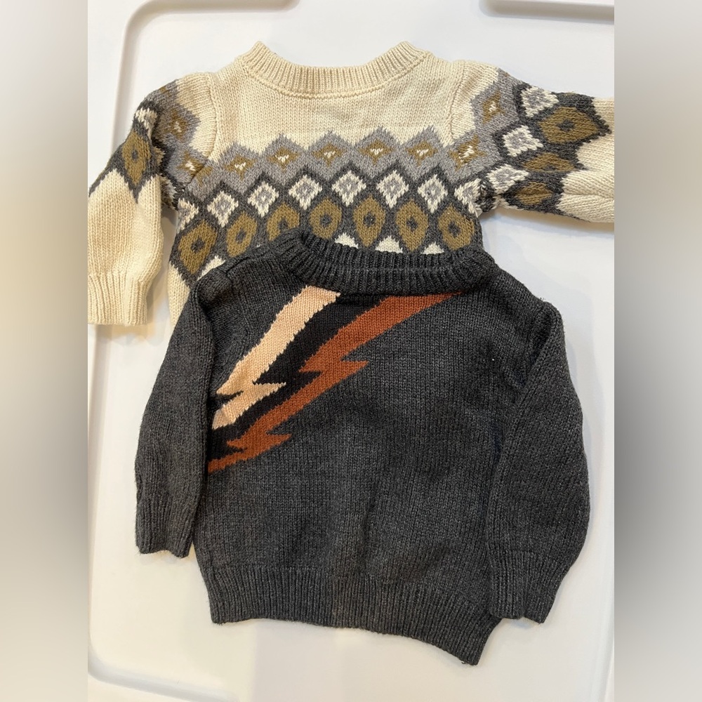 Gymboree Baby Boy Gray and Cream Sweater Duo
